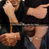 M MOOHAM Easter Gifts for Men Easter Basket Stuffers, Silver/14K-Gold-Plated Cross Bracelet for Men Sturdy Stainless Steel Cross Chain Bracelet Cuban Link Chain Bracelets Religious Christian Gifts(Silver Plated Figaro Chain & Cross)