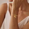 M MOOHAM Easter Gifts for Teens – Knot Initial Bracelets for Women 14K-Gold-Plated Dainty Initial Bracelets for Women Heart Letter Bracelet Jewelry Personalized Bridesmaid Proposal Gifts(H)