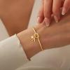 M MOOHAM Easter Gifts for Teens – Knot Initial Bracelets for Women 14K-Gold-Plated Dainty Initial Bracelets for Women Heart Letter Bracelet Jewelry Personalized Bridesmaid Proposal Gifts(L)