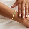 M MOOHAM Easter Basket Stuffers for Teens – Initial Birthstone Bracelets for Women Teen Girls 14K-Gold-Plated Dainty Heart Initial Bracelets for Women Stretch Beaded Bracelet Jewelry Easter Gifts(01-January-Garnet Red)