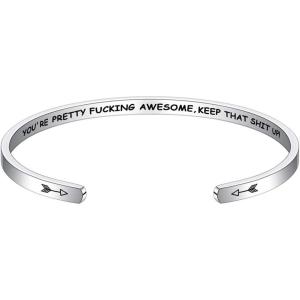 M MOOHAM Bracelets for Women – Engraved Quote Inspirational Bracelet Birthday Christmas Funny Gifts for Best Friend, Daughter, Son, Sister, Niece, Mom, Coworkers, Stainless Steel Jewelry(Bangle Cuff)
