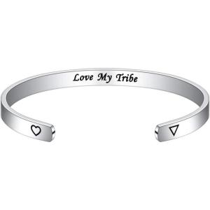 M MOOHAM Bracelets for Women – Engraved Quote Inspirational Bracelet Birthday Christmas Funny Gifts for Best Friend, Daughter, Son, Sister, Niece, Mom, Coworkers, Stainless Steel Jewelry(Love my tribe)