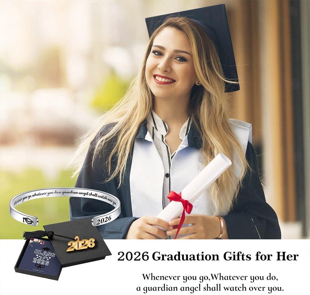 imageM MOOHAM Graduation Gifts for Women Her Him 2026 Inspirational Graduation Bracelets Class of 2026 High School College Graduation Gifts for Women Her with Graduation BoxWith BoxWhenever You Go Whatever You Do
