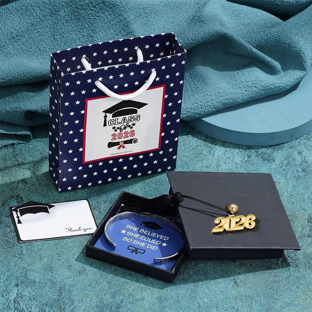 imageM MOOHAM Graduation Gifts for Women Her Him 2026 Inspirational Graduation Bracelets Class of 2026 High School College Graduation Gifts for Women Her with Graduation BoxWith BoxThe world awaits 2026Rose Gold