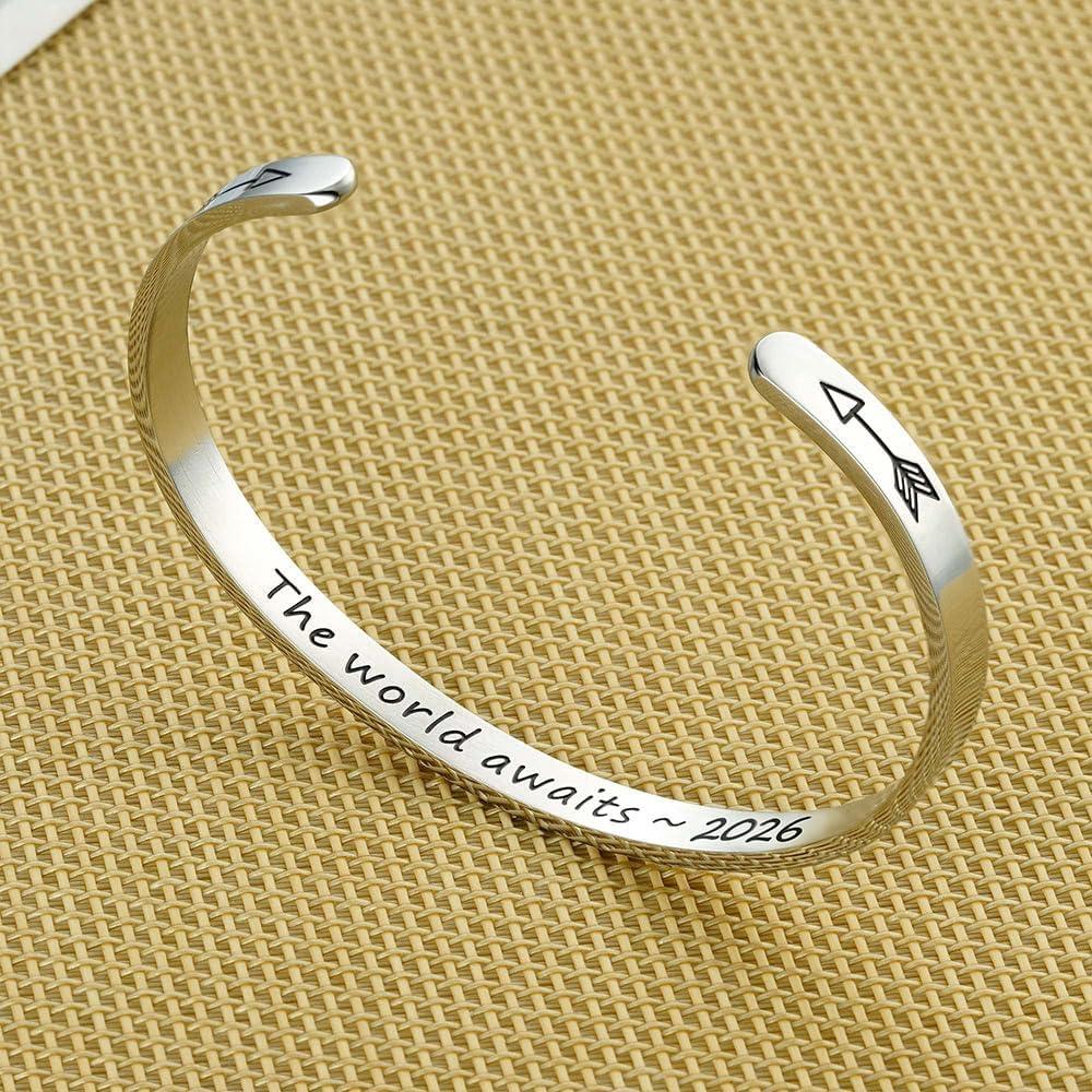 imageM MOOHAM Graduation Gifts for Women Her Him 2026 Inspirational Graduation Bracelets Class of 2026 High School College Graduation Gifts for Women Her with Graduation BoxWith BoxThe world awaits 2026