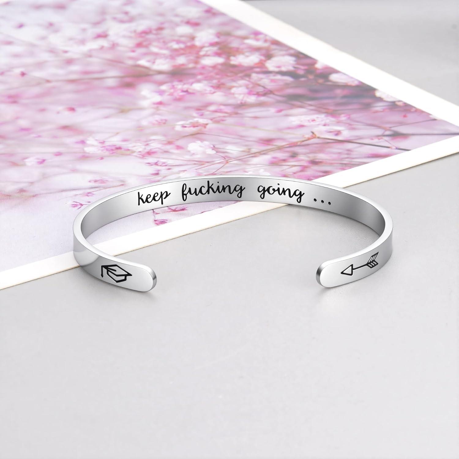 imageM MOOHAM Graduation Gifts for Women Her Him 2026 Inspirational Graduation Bracelets Class of 2026 High School College Graduation Gifts for Women Her with Graduation BoxWith BoxKeep fuking going