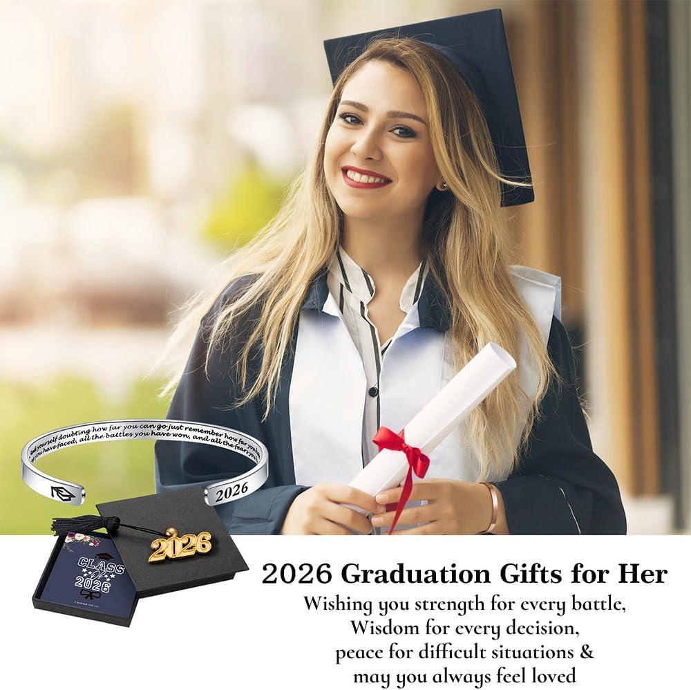 imageM MOOHAM Graduation Gifts for Women Her Him 2026 Inspirational Graduation Bracelets Class of 2026 High School College Graduation Gifts for Women Her with Graduation BoxWith BoxWish you strength for every battle