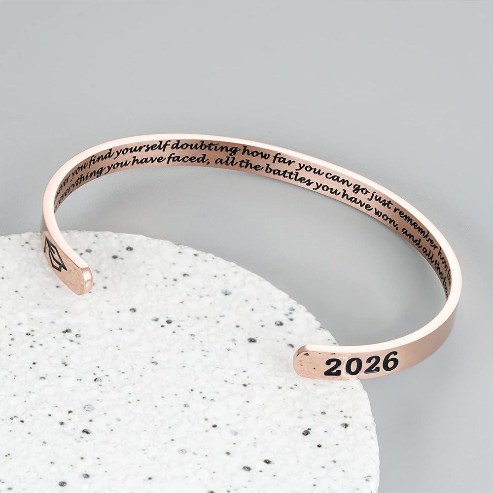 imageM MOOHAM Graduation Gifts for Women Her Him 2026 Inspirational Graduation Bracelets Class of 2026 High School College Graduation Gifts for Women Her with Graduation BoxWith BoxWhenever you find yourself doubting how far you can go just rememberRose Gold