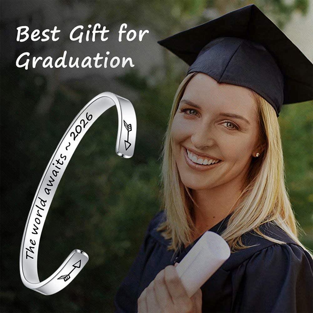 imageM MOOHAM Graduation Gifts for Women Her Him 2026 Inspirational Graduation Bracelets Class of 2026 High School College Graduation Gifts for Women Her with Graduation BoxWith BoxThe world awaits 2026