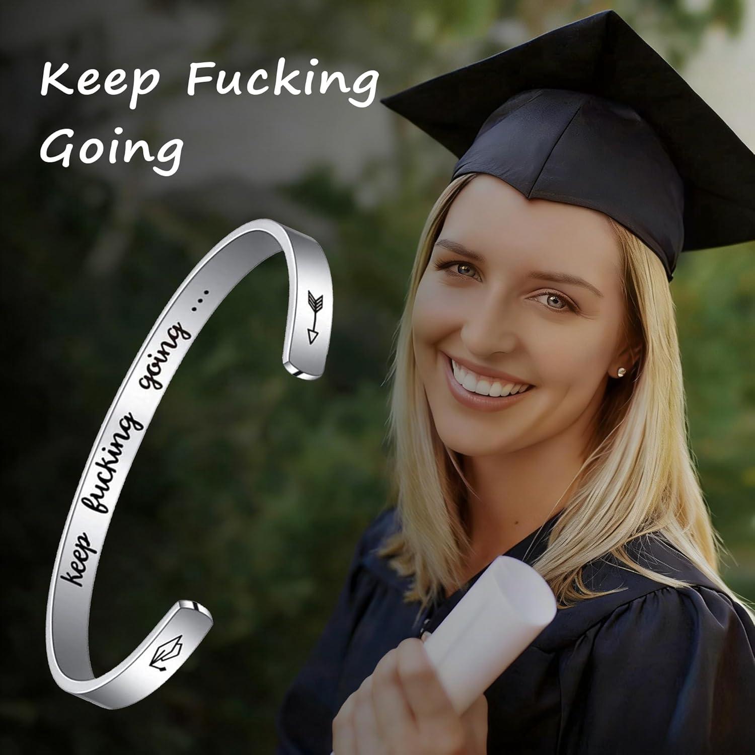 imageM MOOHAM Graduation Gifts for Women Her Him 2026 Inspirational Graduation Bracelets Class of 2026 High School College Graduation Gifts for Women Her with Graduation BoxWith BoxKeep fuking going