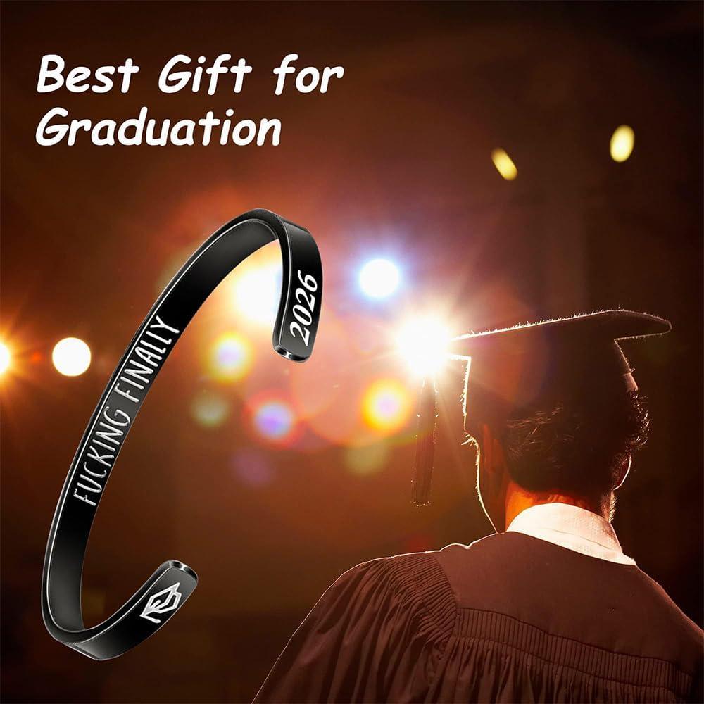 imageM MOOHAM Graduation Gifts for Women Her Him 2026 Inspirational Graduation Bracelets Class of 2026 High School College Graduation Gifts for Women Her with Graduation BoxWith BoxFuking finallyBlack