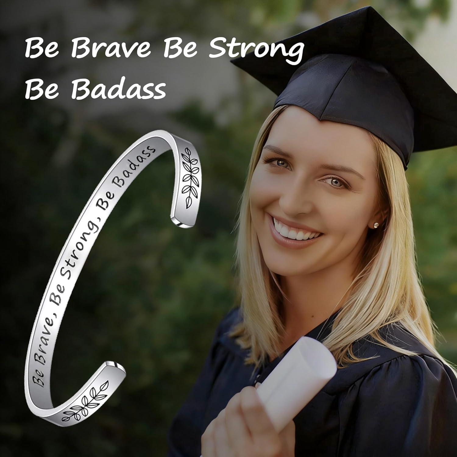 imageM MOOHAM Graduation Gifts for Women Her Him 2026 Inspirational Graduation Bracelets Class of 2026 High School College Graduation Gifts for Women Her with Graduation BoxWith BoxBe Brave Be Strong