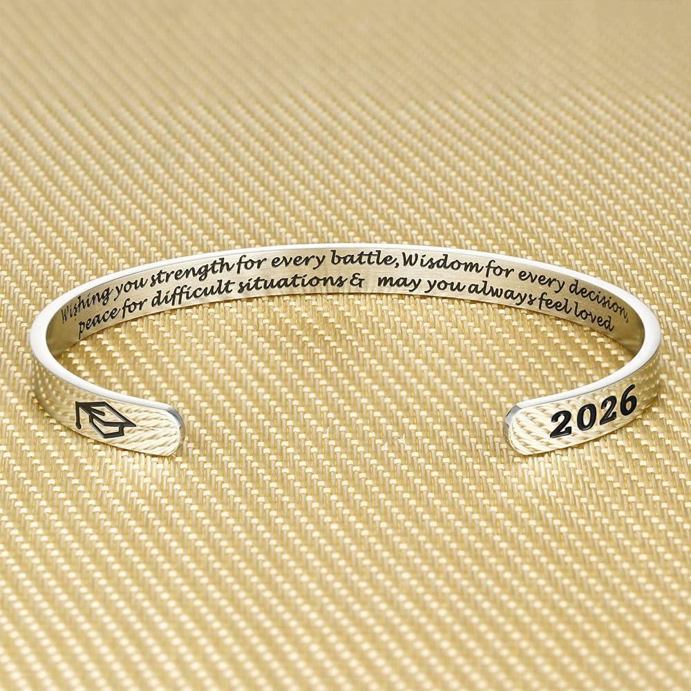 imageM MOOHAM Graduation Gifts for Women Her Him 2026 Inspirational Graduation Bracelets Class of 2026 High School College Graduation Gifts for Women Her with Graduation BoxWith BoxWish you strength for every battle