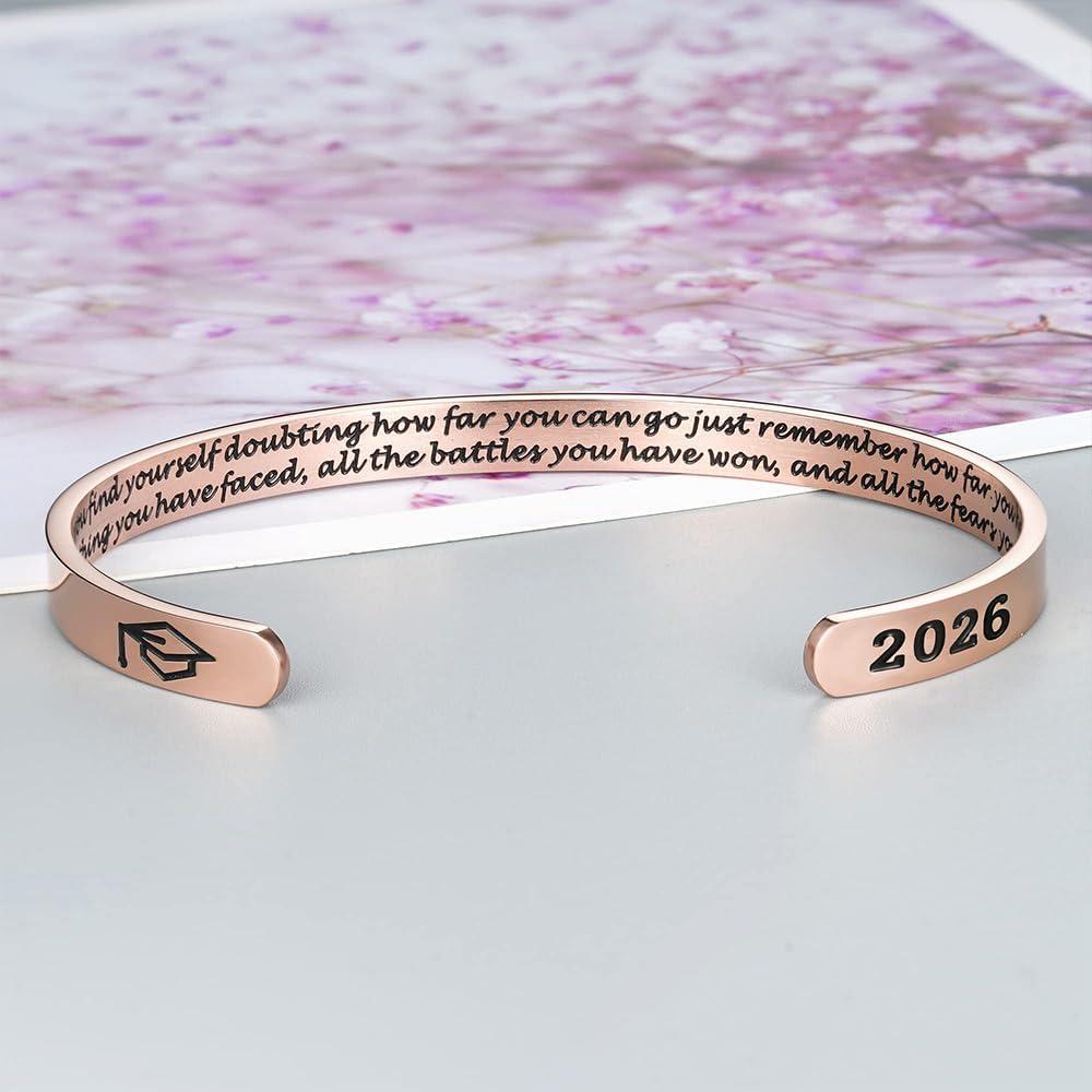 imageM MOOHAM Graduation Gifts for Women Her Him 2026 Inspirational Graduation Bracelets Class of 2026 High School College Graduation Gifts for Women Her with Graduation BoxWith BoxWhenever you find yourself doubting how far you can go just rememberRose Gold
