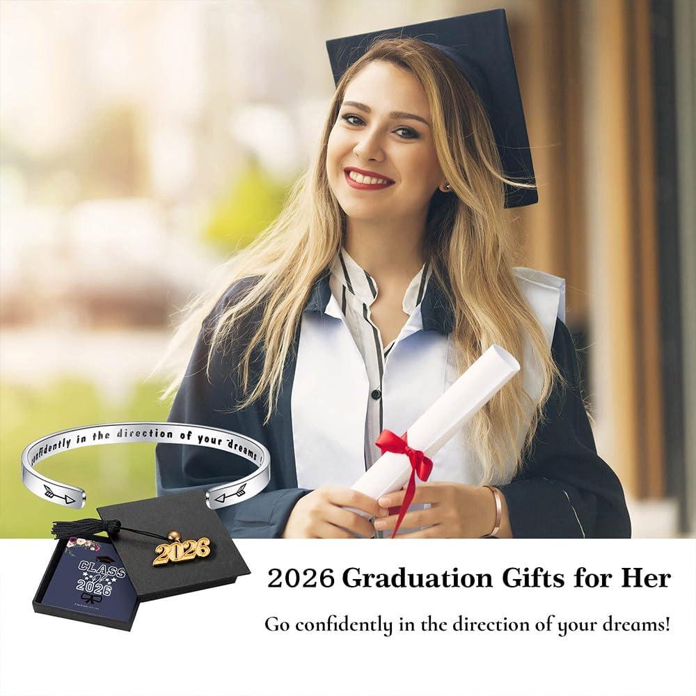 imageM MOOHAM Graduation Gifts for Women Her Him 2026 Inspirational Graduation Bracelets Class of 2026 High School College Graduation Gifts for Women Her with Graduation BoxWith Box Go confidently in the direction of your dreams