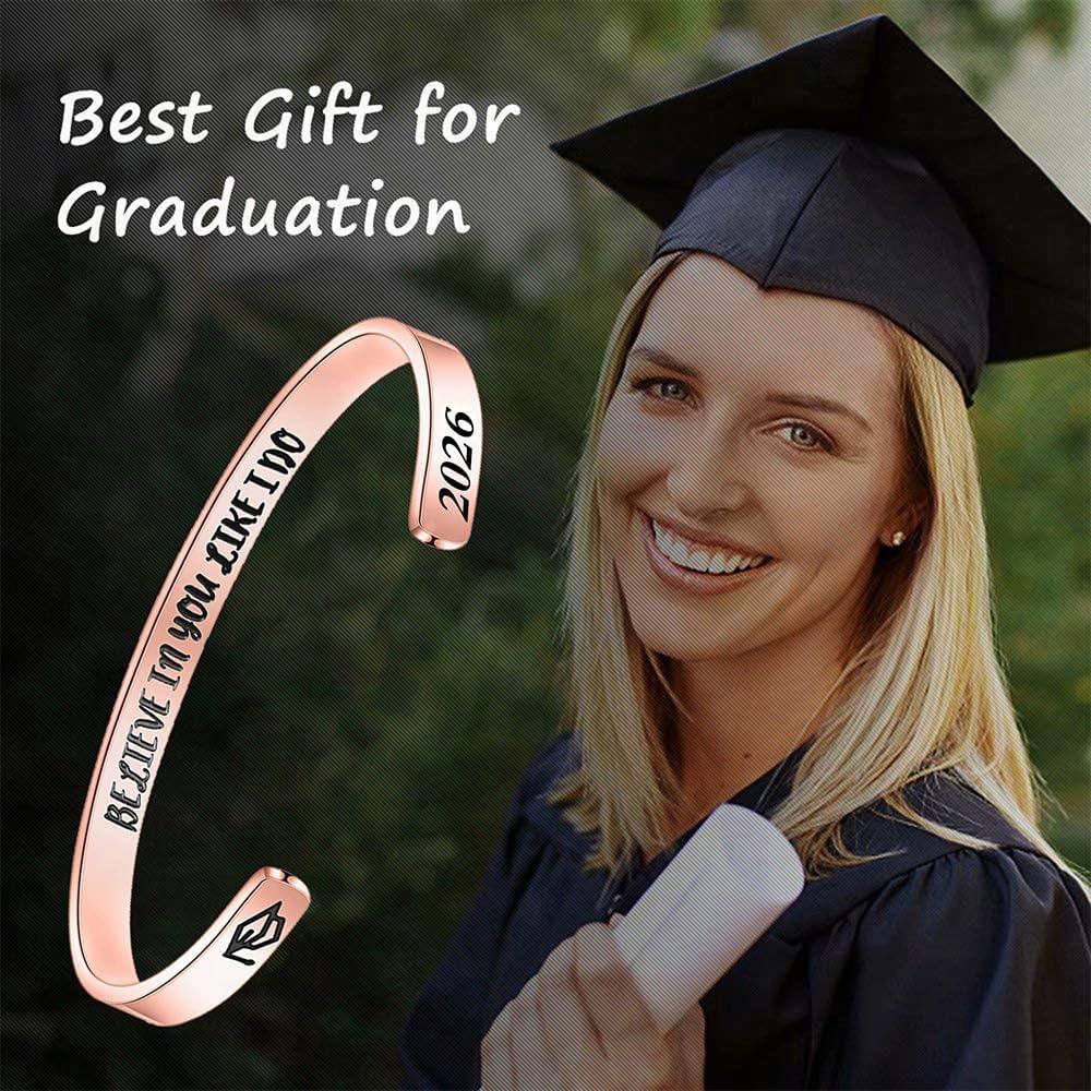 imageM MOOHAM Graduation Gifts for Women Her Him 2026 Inspirational Graduation Bracelets Class of 2026 High School College Graduation Gifts for Women Her with Graduation BoxWith BoxBelieve in you like I doRose Gold