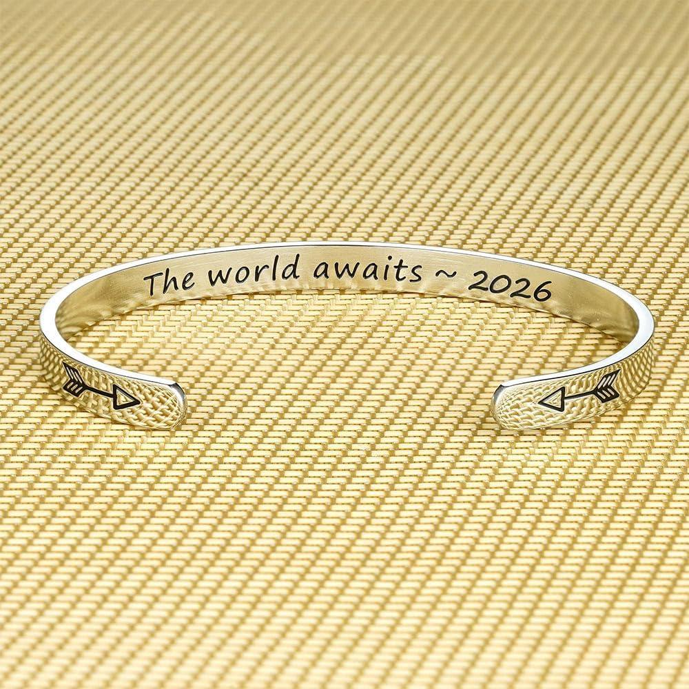 imageM MOOHAM Graduation Gifts for Women Her Him 2026 Inspirational Graduation Bracelets Class of 2026 High School College Graduation Gifts for Women Her with Graduation BoxWith BoxThe world awaits 2026