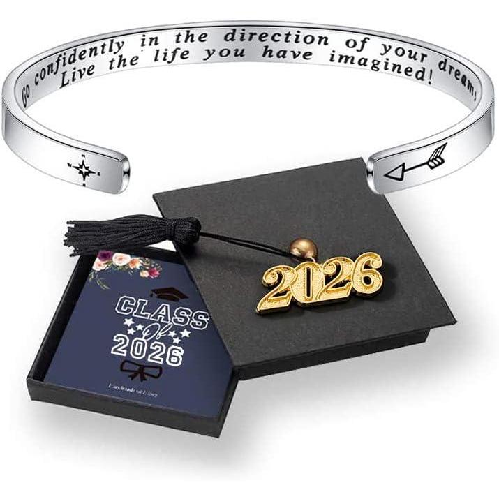 imageM MOOHAM Graduation Gifts for Women Her Him 2026 Inspirational Graduation Bracelets Class of 2026 High School College Graduation Gifts for Women Her with Graduation BoxWith Box Go confidently in the direction of your dreams Live the life you have imagined