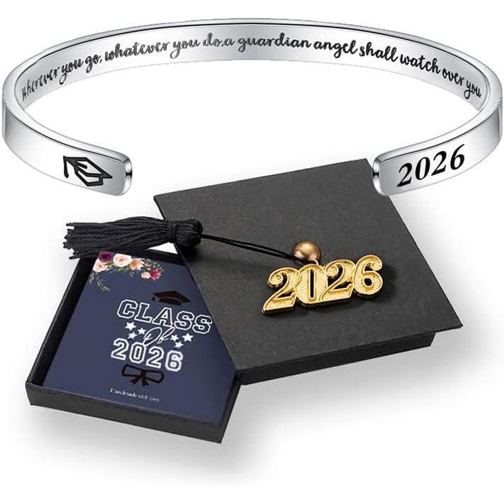 imageM MOOHAM Graduation Gifts for Women Her Him 2026 Inspirational Graduation Bracelets Class of 2026 High School College Graduation Gifts for Women Her with Graduation BoxWith BoxWhenever You Go Whatever You Do