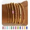 M MOOHAM Mothers Day Gifts – Gold Birthstone Bracelets Stack for Women – 14K Real Gold Plated Beaded Bracelets Rope Paperclip Chain Stackable Bracelet Non Tarnish, Friendship Birthday Jewelry Gifts(10.October(Tourmaline))
