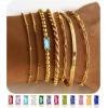 M MOOHAM Mothers Day Gifts – Gold Birthstone Bracelets Stack for Women – 14K Real Gold Plated Beaded Bracelets Rope Paperclip Chain Stackable Bracelet Non Tarnish, Friendship Birthday Jewelry Gifts(03.March(Aquamarine))