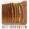 M MOOHAM Mothers Day Gifts – Gold Birthstone Bracelets Stack for Women – 14K Real Gold Plated Beaded Bracelets Rope Paperclip Chain Stackable Bracelet Non Tarnish, Friendship Birthday Jewelry Gifts(07.July(Ruby))