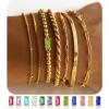 M MOOHAM Mothers Day Gifts – Gold Birthstone Bracelets Stack for Women – 14K Real Gold Plated Beaded Bracelets Rope Paperclip Chain Stackable Bracelet Non Tarnish, Friendship Birthday Jewelry Gifts(08.August(Peridot))