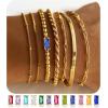 M MOOHAM Mothers Day Gifts – Gold Birthstone Bracelets Stack for Women – 14K Real Gold Plated Beaded Bracelets Rope Paperclip Chain Stackable Bracelet Non Tarnish, Friendship Birthday Jewelry Gifts(09.September(Sapphire))