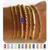 M MOOHAM Mothers Day Gifts – Gold Birthstone Bracelets Stack for Women – 14K Real Gold Plated Beaded Bracelets Rope Paperclip Chain Stackable Bracelet Non Tarnish, Friendship Birthday Jewelry Gifts(12.December(Tanzanite))