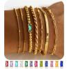 M MOOHAM Mothers Day Gifts – Gold Birthstone Bracelets Stack for Women – 14K Real Gold Plated Beaded Bracelets Rope Paperclip Chain Stackable Bracelet Non Tarnish, Friendship Birthday Jewelry Gifts(05.May(Emerald))