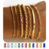 M MOOHAM Mothers Day Gifts – Gold Birthstone Bracelets Stack for Women – 14K Real Gold Plated Beaded Bracelets Rope Paperclip Chain Stackable Bracelet Non Tarnish, Friendship Birthday Jewelry Gifts(01.January(Garnet))