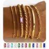 M MOOHAM Mothers Day Gifts – Gold Birthstone Bracelets Stack for Women – 14K Real Gold Plated Beaded Bracelets Rope Paperclip Chain Stackable Bracelet Non Tarnish, Friendship Birthday Jewelry Gifts(02.February(Amethyst))