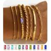 M MOOHAM Mothers Day Gifts – Gold Birthstone Bracelets Stack for Women – 14K Real Gold Plated Beaded Bracelets Rope Paperclip Chain Stackable Bracelet Non Tarnish, Friendship Birthday Jewelry Gifts(06.June(Alexandrite))