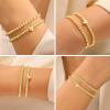 M MOOHAM Mothers Day Gifts – Initial Bracelets, Gold Beaded Bracelets for Women Girls, 14K Gold Plated Bracelet for Women Trendy Letter A-Z Dainty Heart Bracelet, Personalized Jewelry Gifts(C)