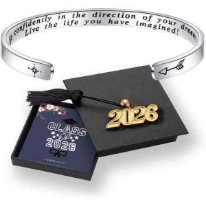 M MOOHAM Graduation Gifts for Women Her Him 2026, Inspirational Graduation Bracelets Class of 2026 High School College Graduation Gifts for Women Her with Graduation Box(With Box -Go confidently in the direction of your dreams Live the life you have imagined!)