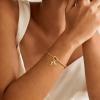 M MOOHAM Mothers Day Gifts – Gold Initial Bracelets for Women Girls, Dainty Knot Letter A-Z Cross Initial Bracelet, 14K Gold Plated Cuff Bracelet Jewelry Christian Bracelet Religious Baptism Gifts(D)