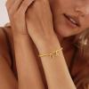 M MOOHAM Mothers Day Gifts – Initial Bow Bracelets, 14K Gold Plated Letter A-Z Beaded Bracelet for Teen Girls, Charm Stretch Initial Bracelets, Women Dainty Bow Jewelry Personalized Birthday Gifts(C)