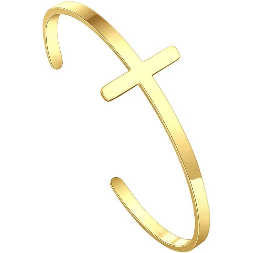 imageM MOOHAM Cross Bracelet Christian Gifts for Women Engraved Quote Religious Cuff Bangle Bible Verse Jewelry Gift for Women Confirmation Baptism Gifts Christian BraceletCross bracelet gold