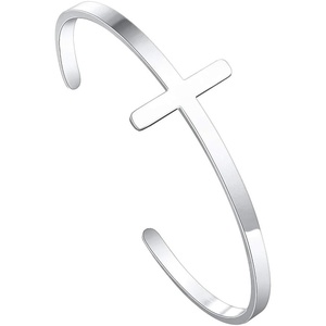 M MOOHAM Cross Bracelet – Christian Gifts for Women – Engraved Quote Religious Cuff Bangle Bible Verse Jewelry Gift for Women Confirmation Baptism Gifts Christian Bracelet(Cross bracelet silver)