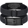 M MOOHAM American Flag Bible Verse Cross Bracelet for Men, Black Elastic Stretch Strap Cross Bracelet Adjustable Bracelets Christian Jewelry Religious Gifts for Men(Flag Cross-Baptism)