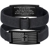 M MOOHAM American Flag Bible Verse Cross Bracelet for Men, Black Elastic Stretch Strap Cross Bracelet Adjustable Bracelets Christian Jewelry Religious Gifts for Men(Flag Cross-Joshua 1:9)