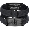 M MOOHAM American Flag Bible Verse Cross Bracelet for Men, Black Elastic Stretch Strap Cross Bracelet Adjustable Bracelets Christian Jewelry Religious Gifts for Men(Flag Cross-Philippians 4:13)