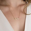 M MOOHAM Gold Jasmine Name Necklace – 18K Gold Filled Custom Name Necklace Personalized Name Necklaces for Women s, Monogram Plate Name Necklace Name Jewelry