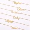 M MOOHAM Gold Jasmine Name Necklace – 18K Gold Filled Custom Name Necklace Personalized Name Necklaces for Women s, Monogram Plate Name Necklace Name Jewelry