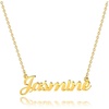 M MOOHAM Gold Jasmine Name Necklace – 18K Gold Filled Custom Name Necklace Personalized Name Necklaces for Women s, Monogram Plate Name Necklace Name Jewelry