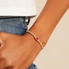 M MOOHAM Birthstone Bracelets for Women, 14k Gold Plated Beaded Bracelet | Non Tarnish Gold Birthstone Bracelet, Birthstone Jewelry Birthday Gift for Women, Minimalist Daily Wear(01.January(Garnet))