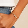 M MOOHAM Birthstone Bracelets for Women, 14k Gold Plated Beaded Bracelet | Non Tarnish Gold Birthstone Bracelet, Birthstone Jewelry Birthday Gift for Women, Minimalist Daily Wear(04.April(Clear CZ))