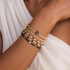 M MOOHAM Boho 14K Gold Plated Bracelets for Women – Elastic Cross Beaded Bracelet Stack Stretch Pearl Bead Bracelet Colorful Christian Jewelry Set Religious Gifts for Women Teen Girls(Black Cross)