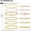 M MOOHAM Boho 14K Gold Plated Bracelets for Women – Elastic Cross Beaded Bracelet Stack Stretch Pearl Bead Bracelet Colorful Christian Jewelry Set Religious Gifts for Women Teen Girls(Pink Cross-2)