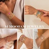 M MOOHAM Boho 14K Gold Plated Bracelets for Women – Elastic Cross Beaded Bracelet Stack Stretch Pearl Bead Bracelet Colorful Christian Jewelry Set Religious Gifts for Women Teen Girls(Black Cross)